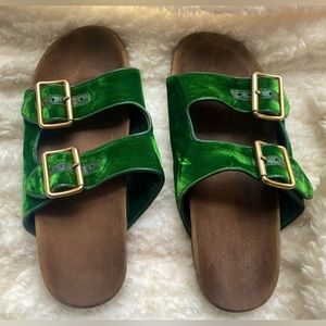 Prada Velvet Green birkenstock style sandals